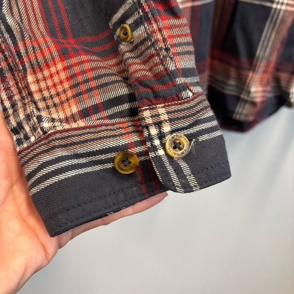 Carhartt Farwell Flannel Half Button Down Shirt Blue Red White Medium - Picture 8 of 13